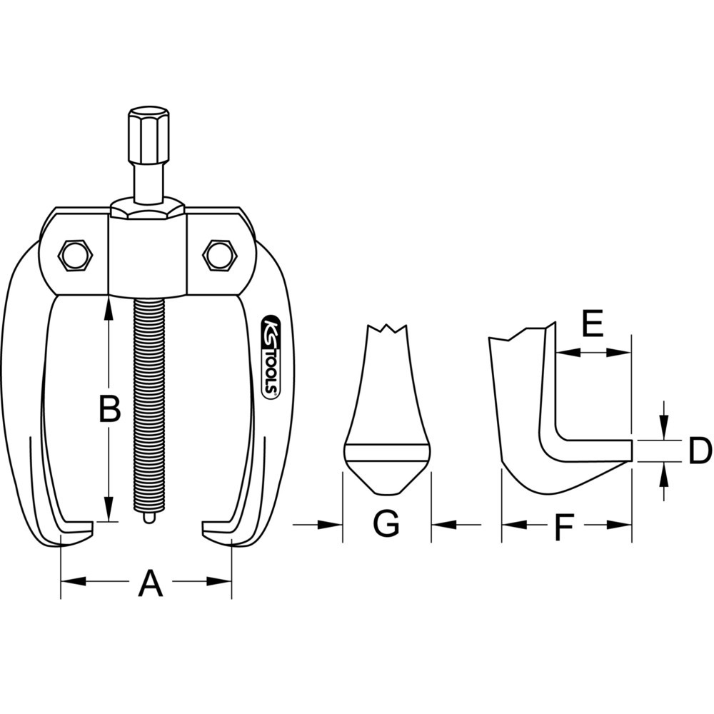 Produktabbildung Nr. 1: KS TOOLS BASIC Universal-Abzieher 2-armig, 10-100mm