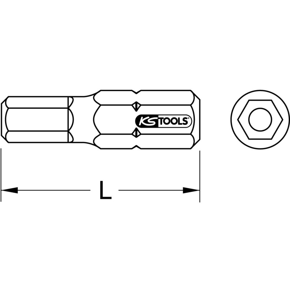 Produktabbildung: KS TOOLS 1/4" Bit Innensechskant,Bohrung,25mm,3/8",5er Pack