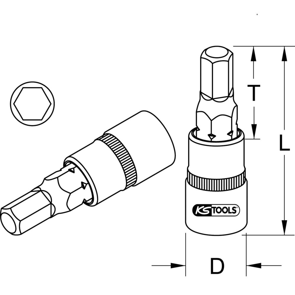 Produktabbildung Nr. 1: KS TOOLS 3/8" Bit-Stecknuss für Innensechskant-Schrauben am Bremssattel, 7mm