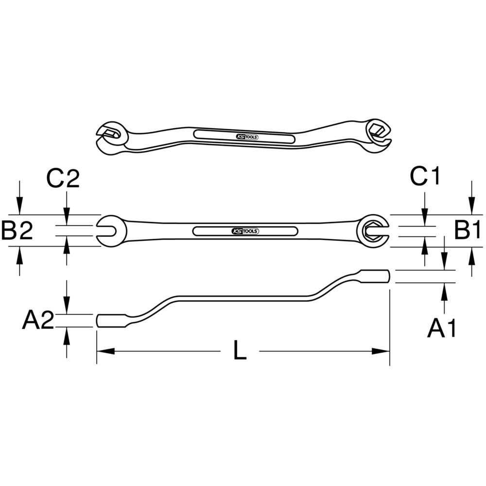 Produktabbildung Nr. 6: KS TOOLS CHROMEplus Offener Doppel-Ringschlüssel, gekröpft, 10x11mm