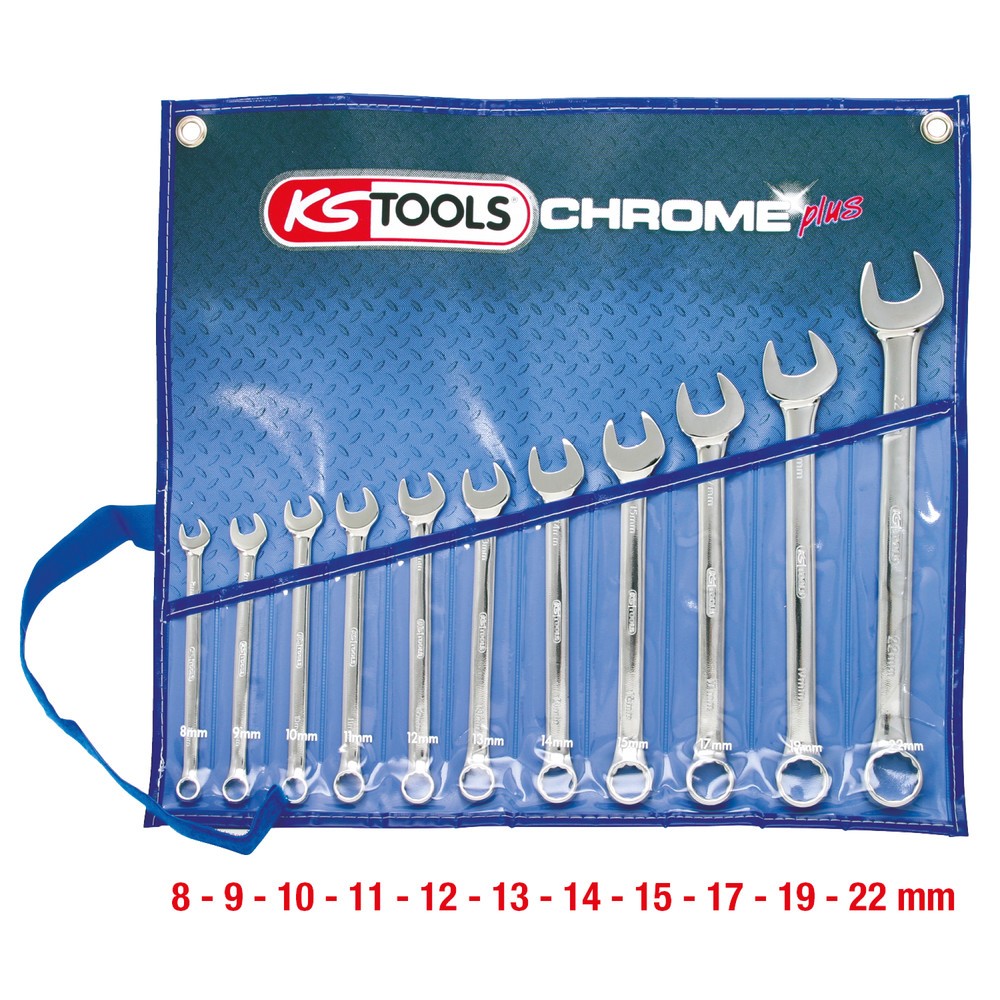 Produktabbildung Nr. 2: KS TOOLS CHROMEplus Ringmaulschlüssel-Satz, abgewinkelt, 11-tlg