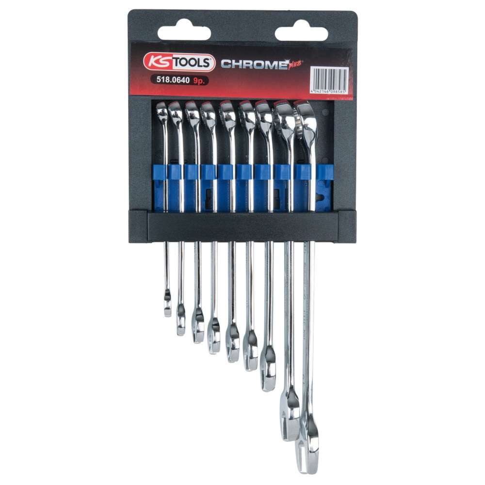 Produktabbildung: KS TOOLS CHROMEplus Ringmaulschlüssel-Satz, abgewinkelt, 9-tlg