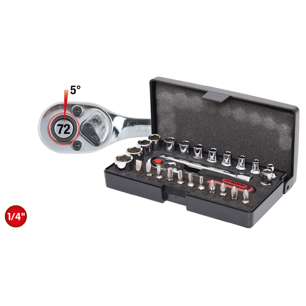 KS TOOLS 1/4" CHROMEplus Steckschlüssel-Satz, 26-tlg Produktabbildung: KS TOOLS 1/4" CHROMEplus Steckschlüssel-Satz, 26-tlg
