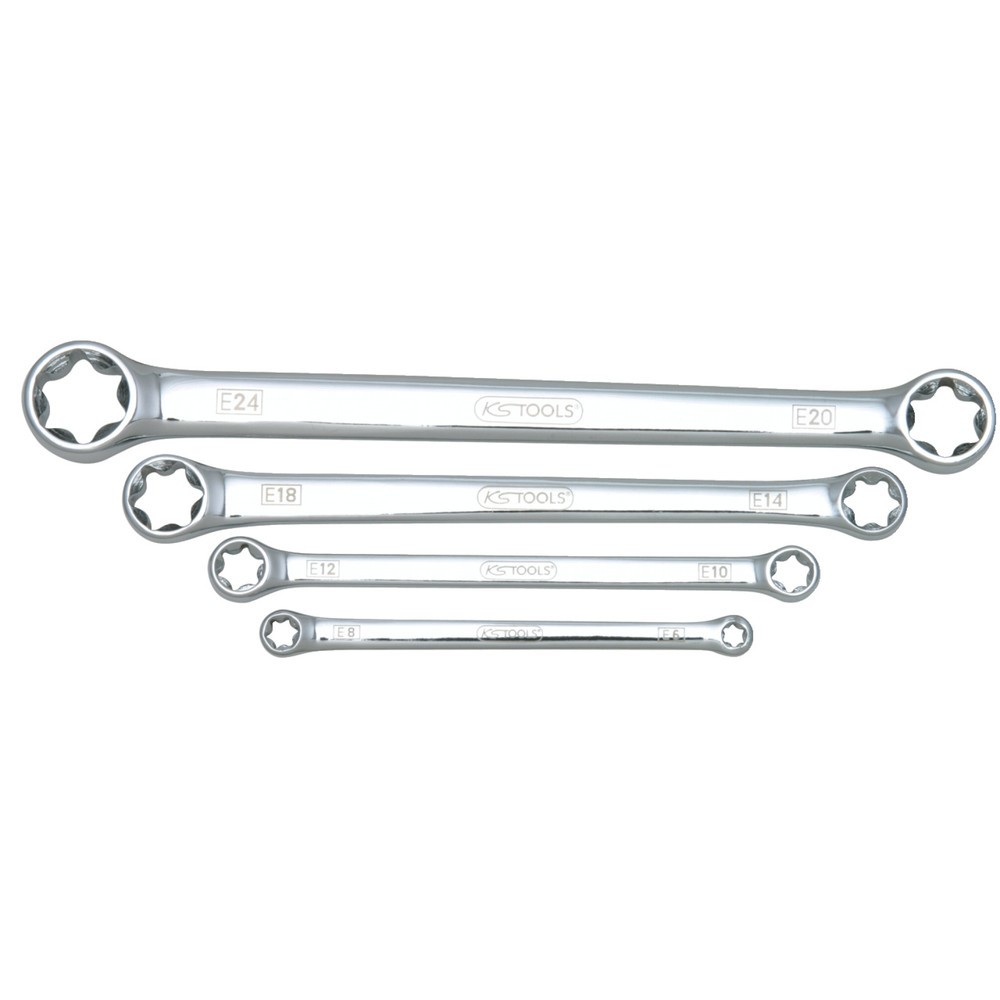 Produktabbildung: KS TOOLS CHROMEplus Torx-E-Doppel-Ringschlüssel-Satz, 4-tlg