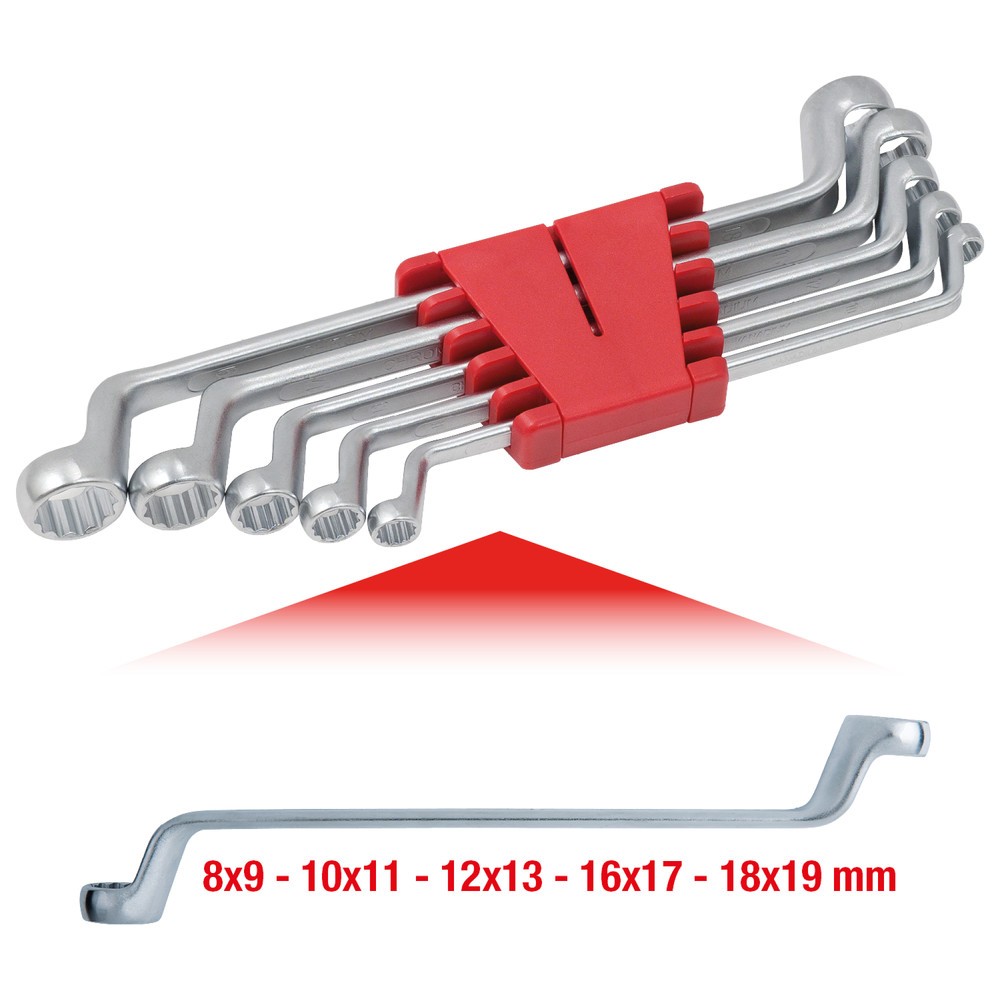 Produktabbildung Nr. 2: KS TOOLS Doppel-Ringschlüssel Satz, gekröpft, 5-tlg 8-19mm