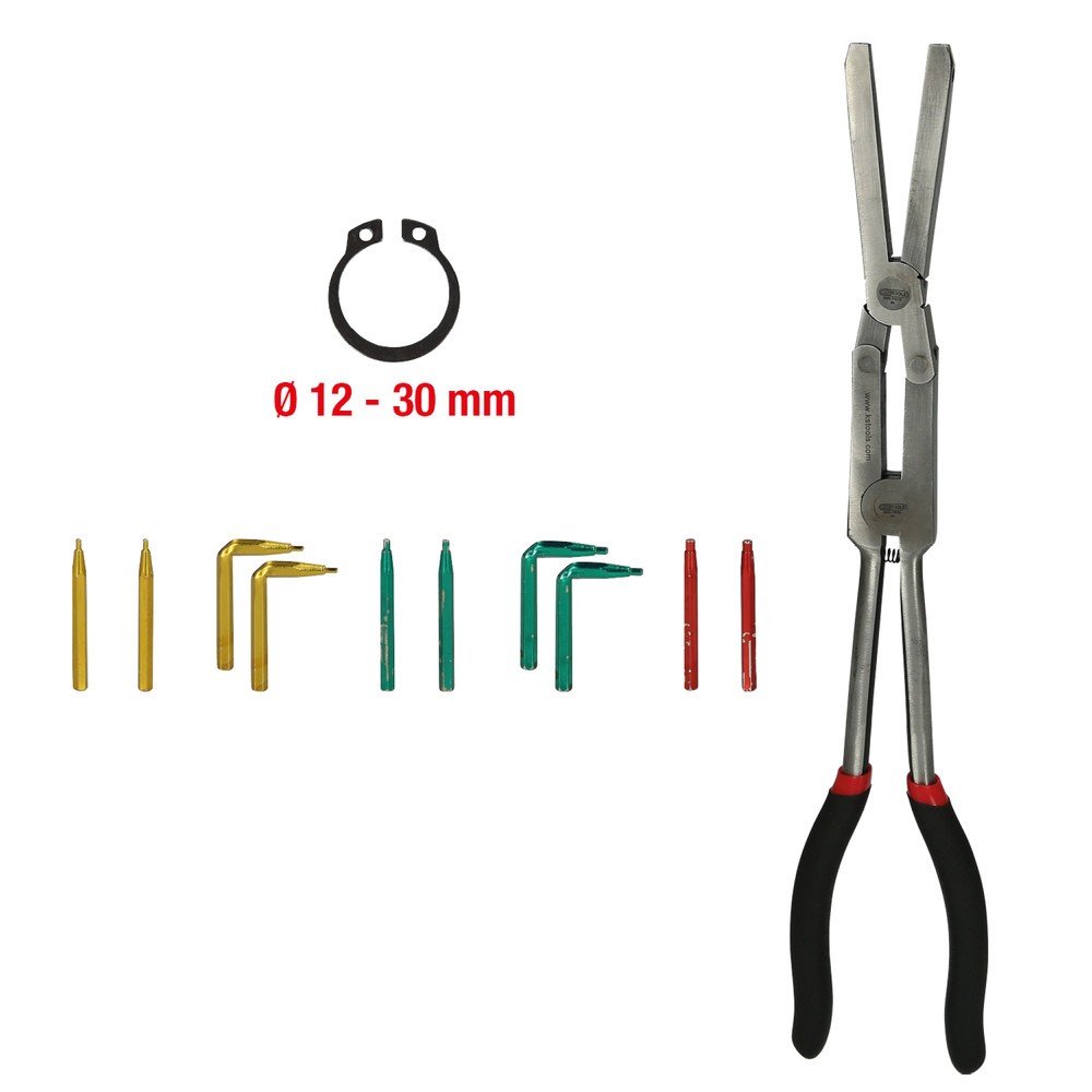Produktabbildung Nr. 3: KS TOOLS Doppelgelenk-Sicherungszange für Außensicherungsringe mit auswechselbaren Spitzen