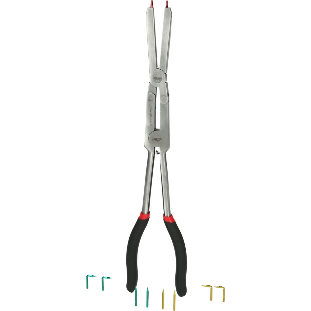 Produktabbildung: KS TOOLS Doppelgelenk-Sicherungszange für Außensicherungsringe mit auswechselbaren Spitzen