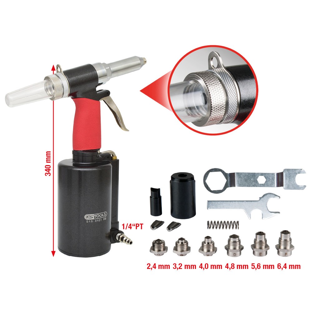 Produktabbildung Nr. 6: KS TOOLS Druckluft-Blindniet-Pistole, 2,4-3,2-4-4,8-5,6-6,4mm