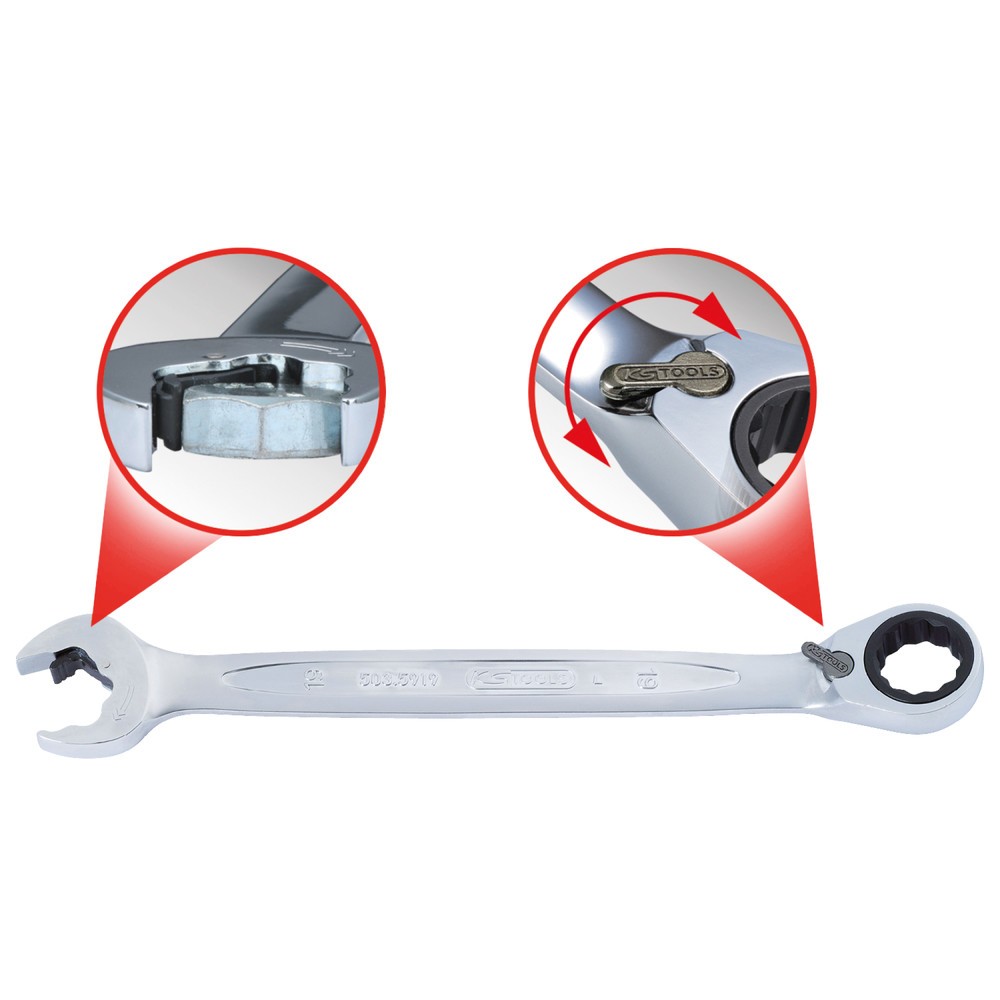 Produktabbildung Nr. 8: KS TOOLS DUO GEARplus Ringmaulschlüssel,Maul-Ratschenfunktion 18mm, umschaltbar