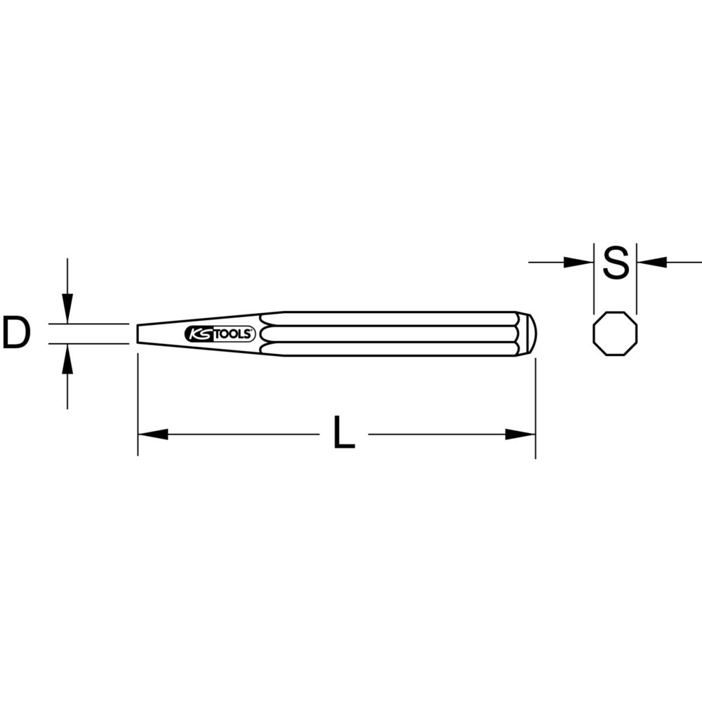 Produktabbildung Nr. 1: KS TOOLS Durchtreiber, 8-kant, FormD, Ø 9mm