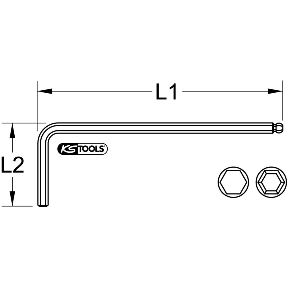 Produktabbildung: KS TOOLS EDELSTAHL Innen6kant-Winkelstiftschlüssel, 2,5mm, XL