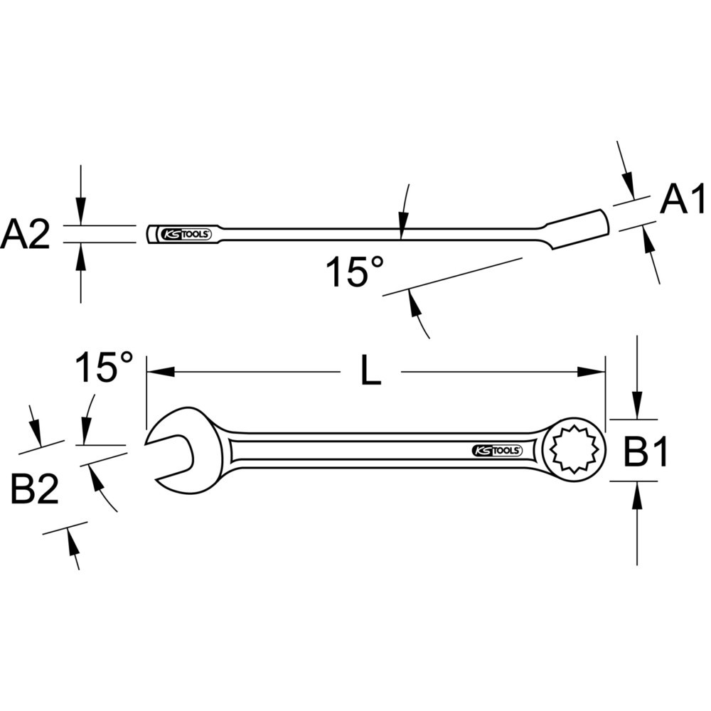 Produktabbildung: KS TOOLS EDELSTAHL Ringmaulschlüssel, 8mm, abgewinkelt