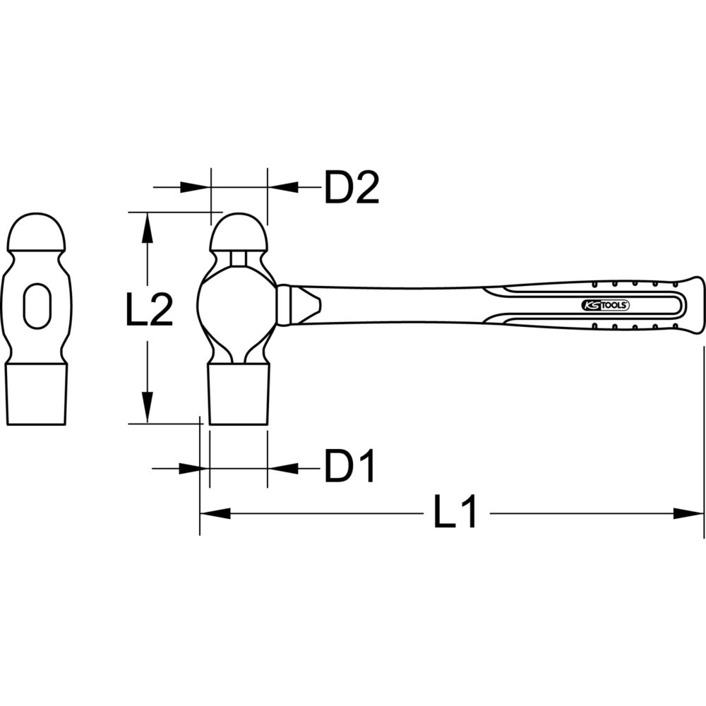 Produktabbildung Nr. 1: KS TOOLS EDELSTAHL Schlosserhammer mit Fiberglasstiel, 440g