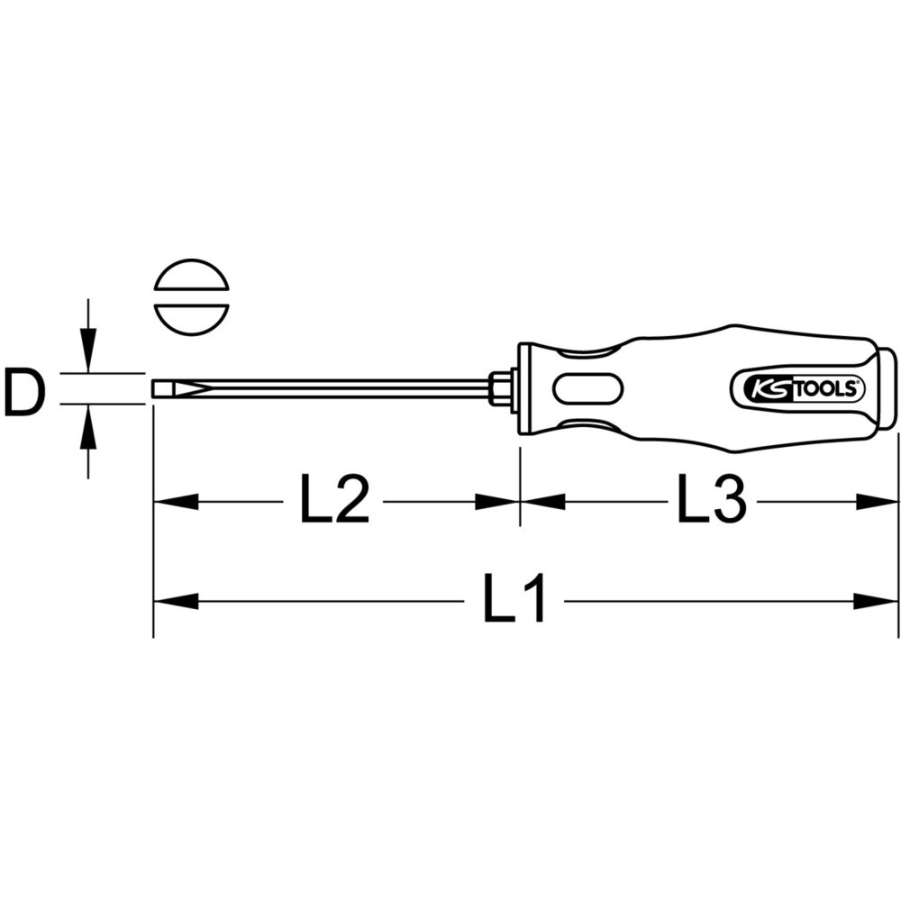 Produktabbildung: KS TOOLS EDELSTAHL Schraubendreher Schlitz, 3mm