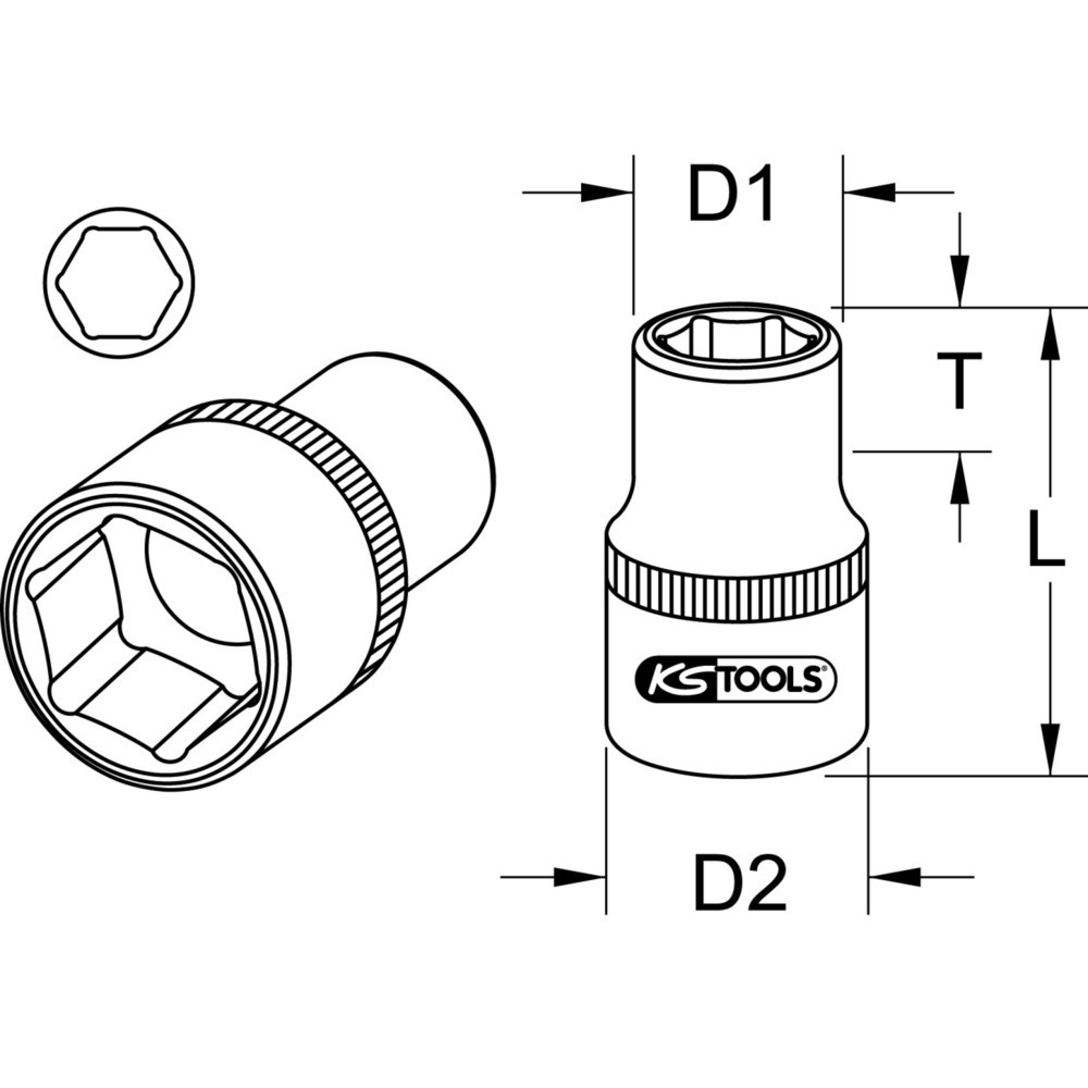 Produktabbildung Nr. 1: KS TOOLS EDELSTAHL 1/4" 6kant-Stecknuss, 9mm