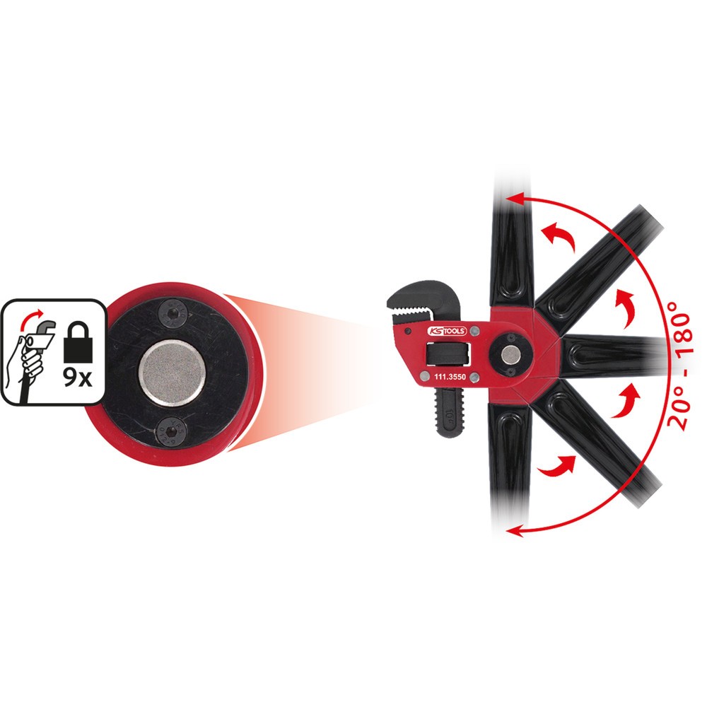 Produktabbildung Nr. 3: KS TOOLS Einhand-Rohrzange 1.1/2" mit verstellbarem Kopf
