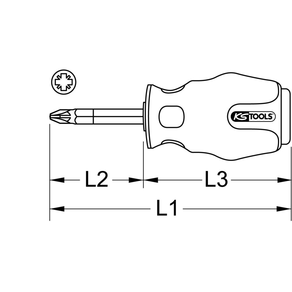 Produktabbildung Nr. 1: KS TOOLS ERGOTORQUEmax Schlagkappen-Schraubendreher, PZ2, kurze Form