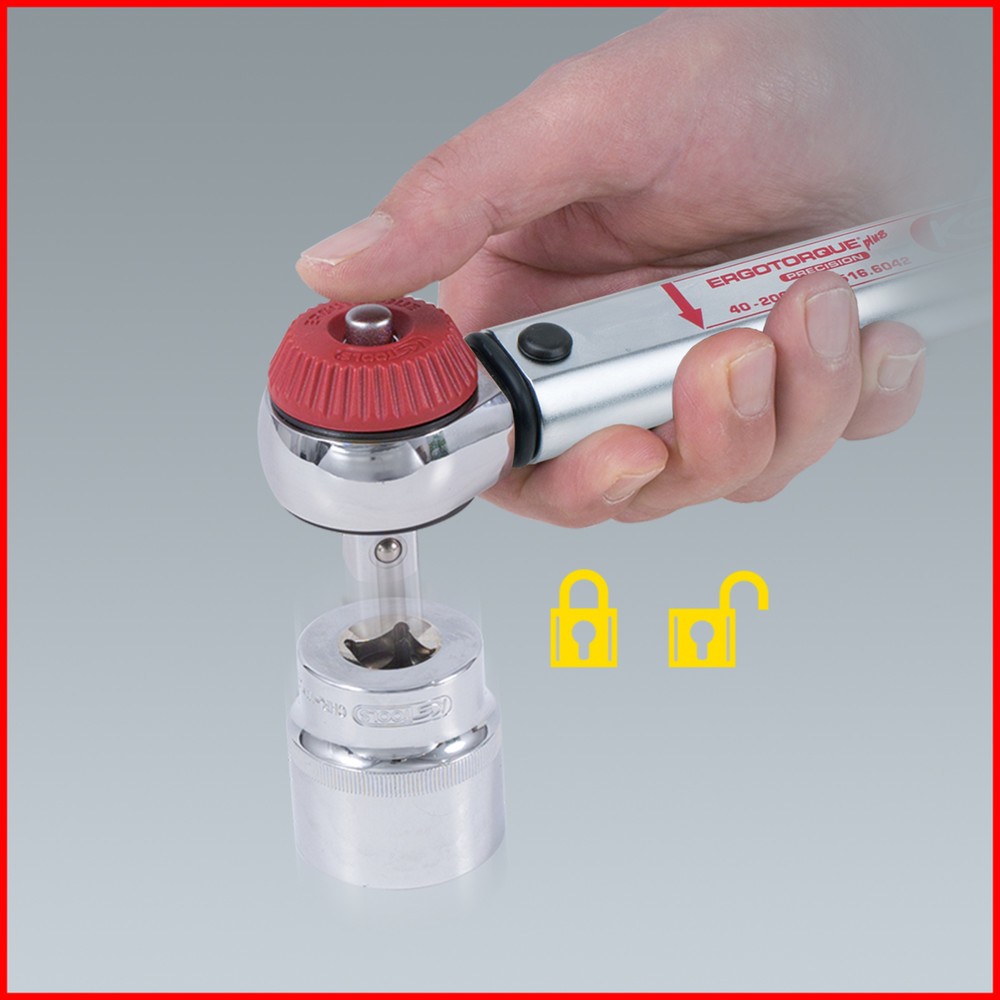 Produktabbildung Nr. 14: KS TOOLS 1/2" ERGOTORQUEprecision Drehmomentschlüssel 40-200 Nm mit Quick-Lock Drehknopf-Umsteck-Ratschenkopf