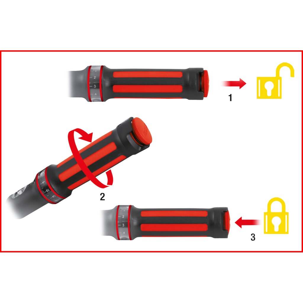 Produktabbildung Nr. 5: KS TOOLS 1/2" ERGOTORQUE®precision Ratschen-Drehmomentschlüssel, 40-200Nm, rot