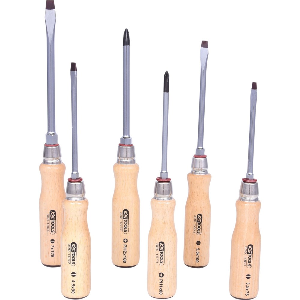Produktabbildung Nr. 1: KS TOOLS ERGOTORQUE WOOD Schraubendreher-Satz, 6-tlg