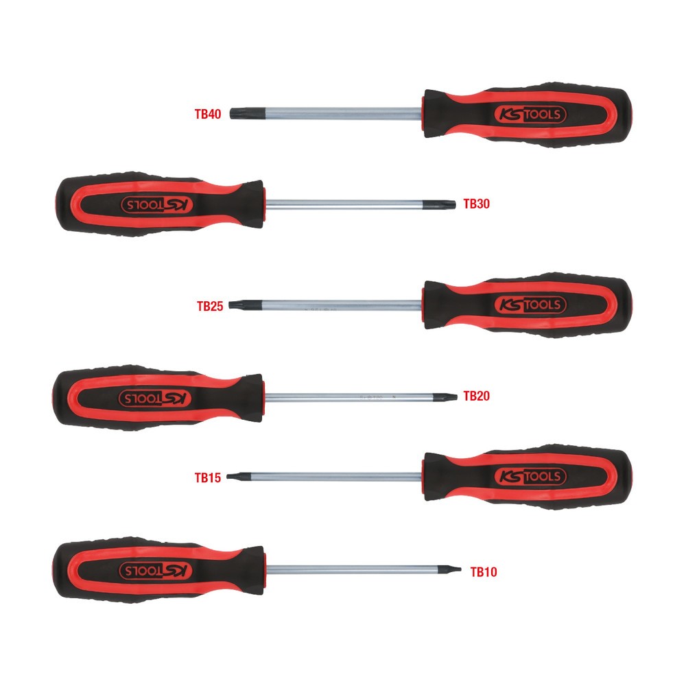 Produktabbildung: KS TOOLS ERGOTORQUEplus Schraubendreher-Satz, 6-tlg, Torx mit Bohrung