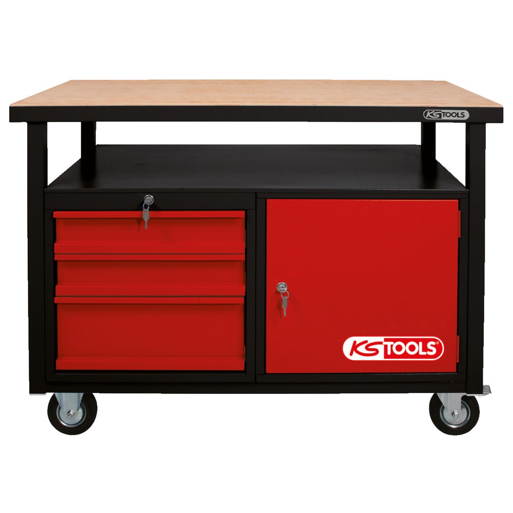 Produktabbildung Nr. 3: KS TOOLS Fahrbare Werkbank mit 3 Schubladen und 1 Tür