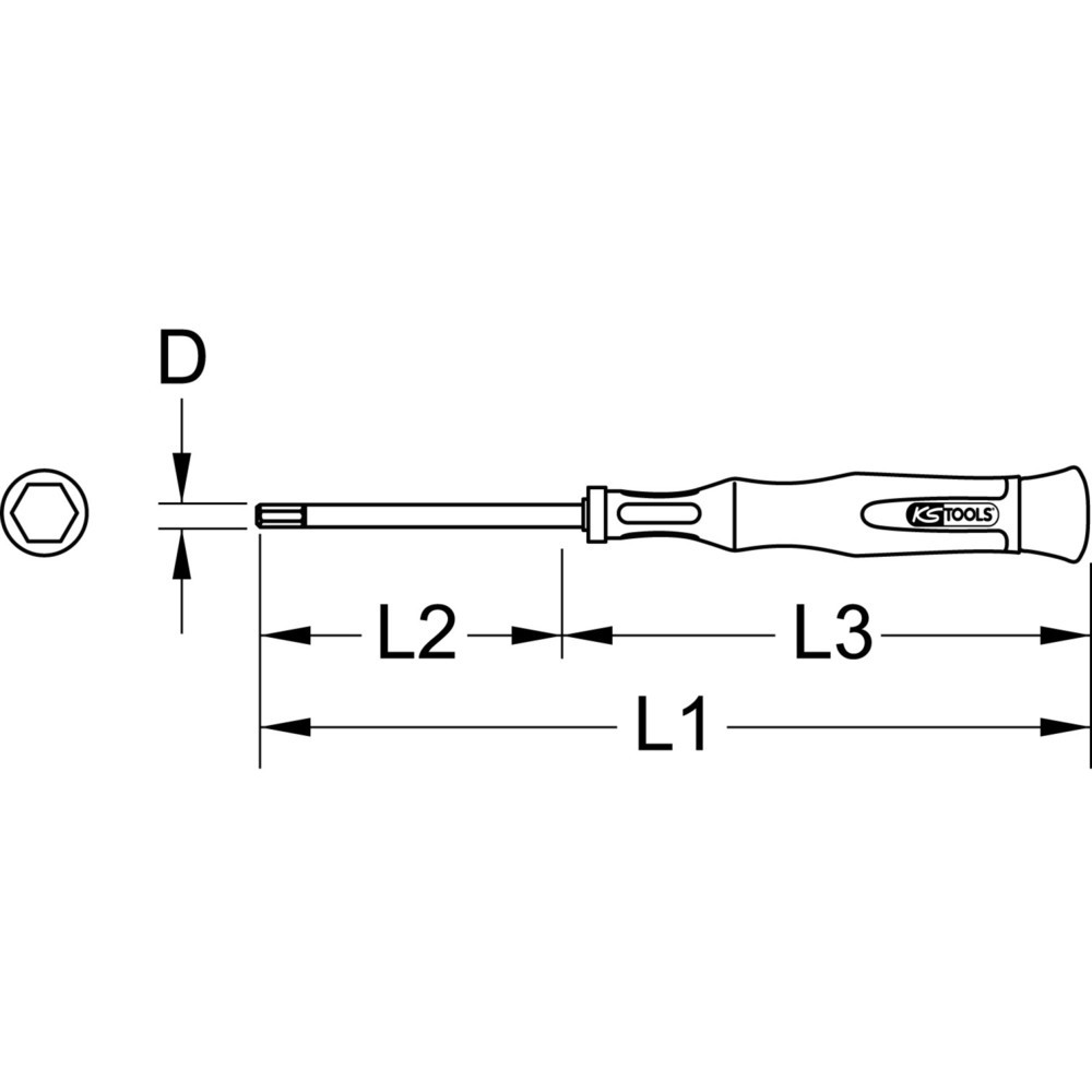 Produktabbildung: KS TOOLS Feinmechanik-Schraubendreher für Innensechskantschrauben - mit Kugelkopf, 1/16"