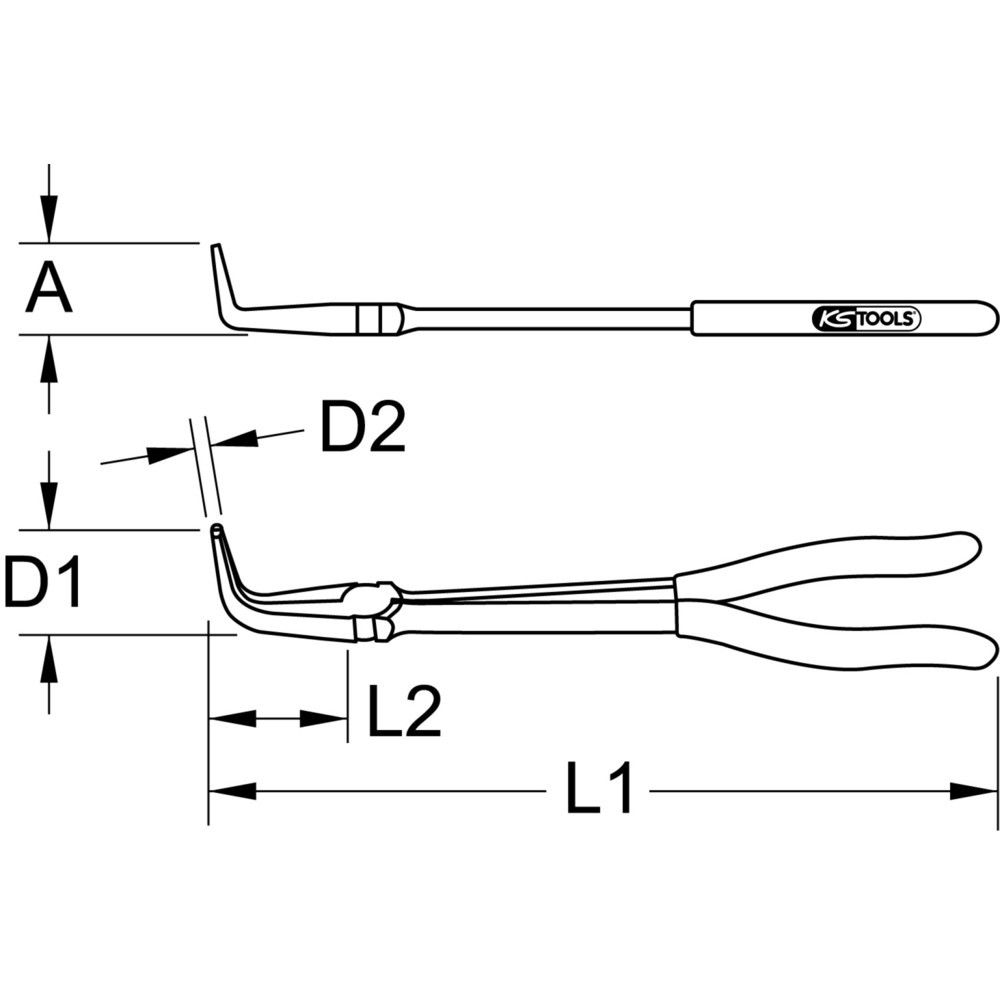 Produktabbildung Nr. 5: KS TOOLS Flachrundzange 90° gebogen, XL, 270mm