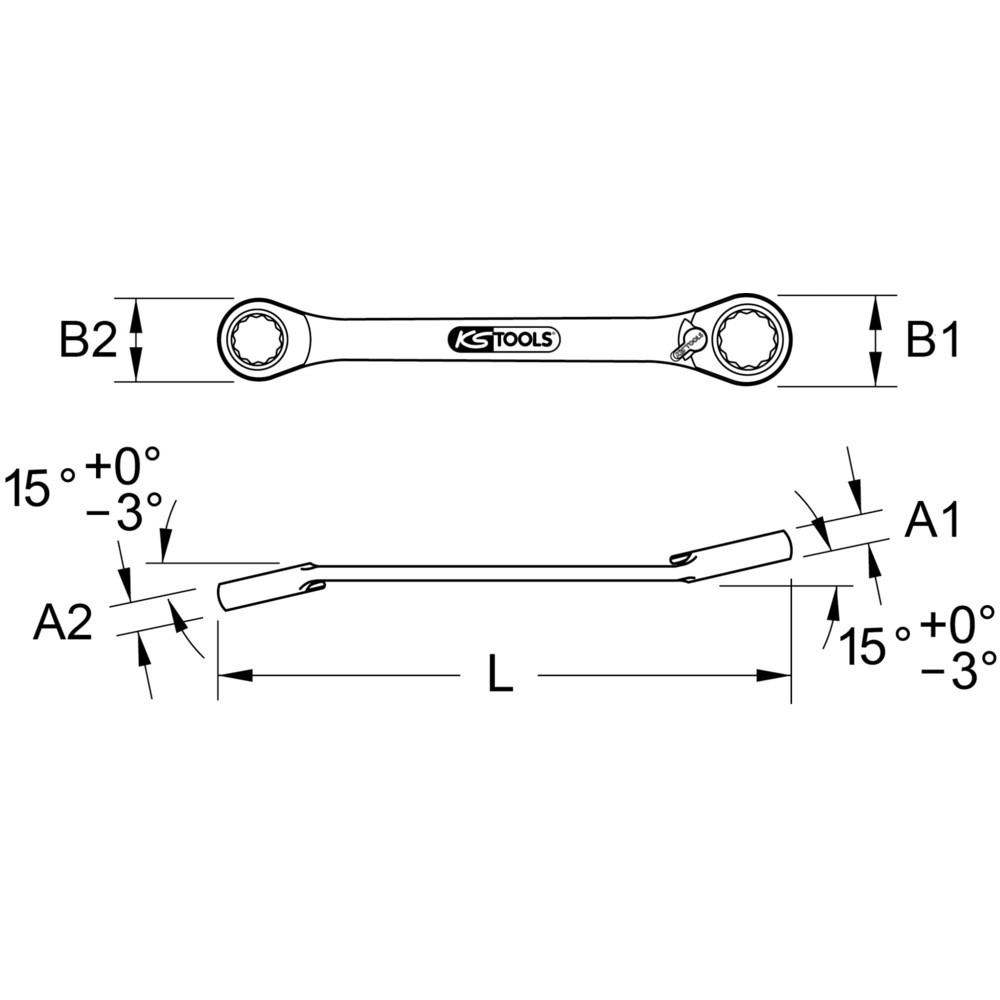 Produktabbildung: KS TOOLS GEARplus Doppel-Ratschenringschlüssel umschaltbar 14x15mm
