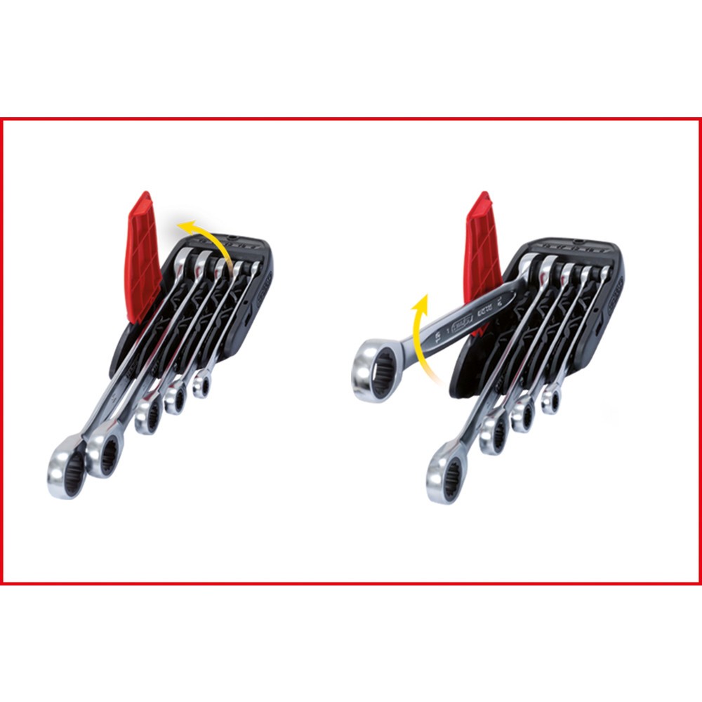 Produktabbildung Nr. 2: KS TOOLS GEARplus Ratschenringmaulschlüssel-Satz, umschaltbar, 5-tlg 8-19mm