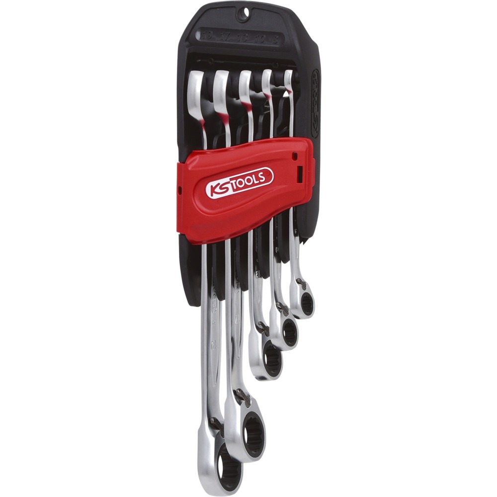 Produktabbildung: KS TOOLS GEARplus Ratschenringmaulschlüssel-Satz, umschaltbar, 5-tlg 8-19mm