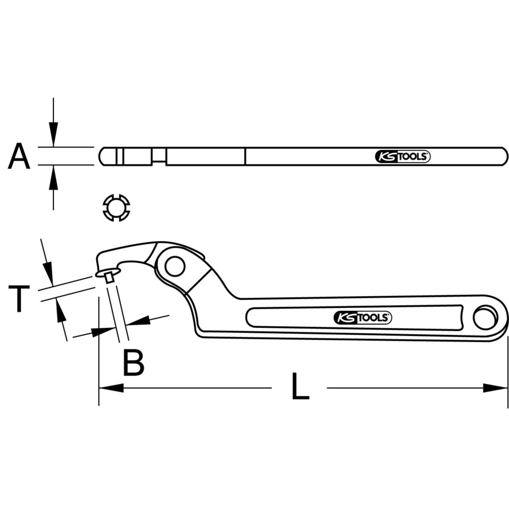 Produktabbildung Nr. 5: KS TOOLS Gelenk-Hakenschlüssel mit Zapfen, 19-50mm