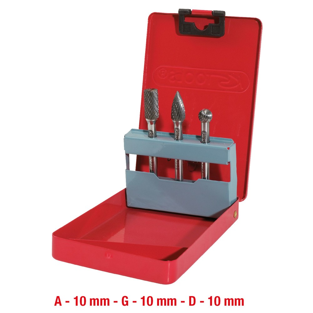 Produktabbildung Nr. 2: KS TOOLS HM Frässtift-Satz in Stahlblechkassette, 3-tlg