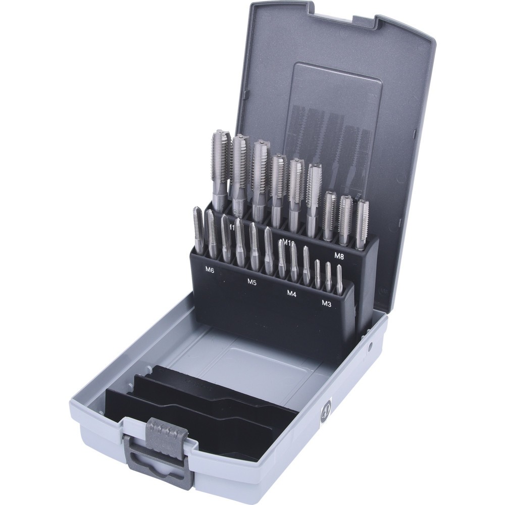 Produktabbildung: KS TOOLS HSS CO Handgewindebohrer-Satz M, Kunststoffkassette 21-tlgM3-M12