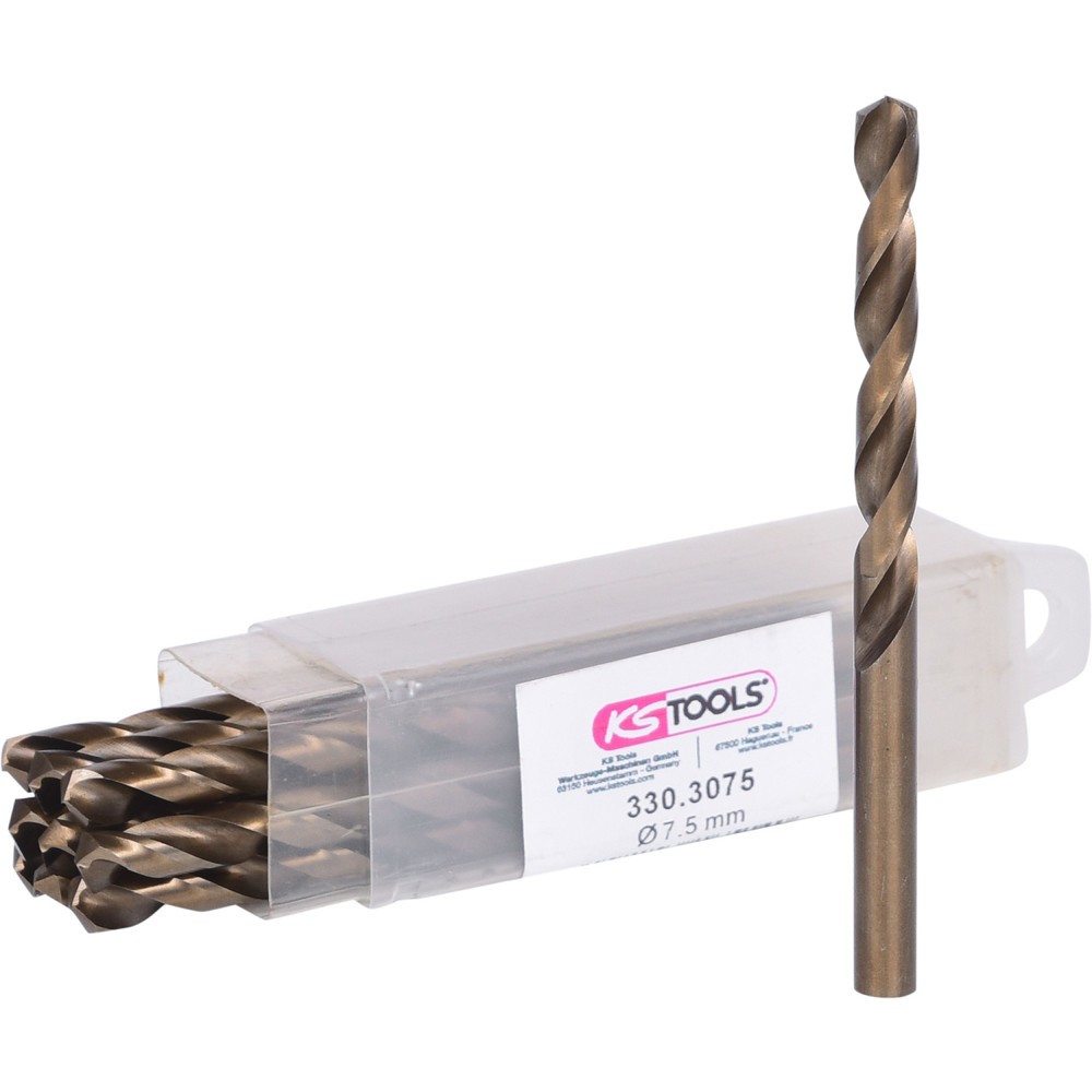 Produktabbildung: KS TOOLS HSS-G Co 5 Spiralbohrer, 7,5mm, 10er Pack