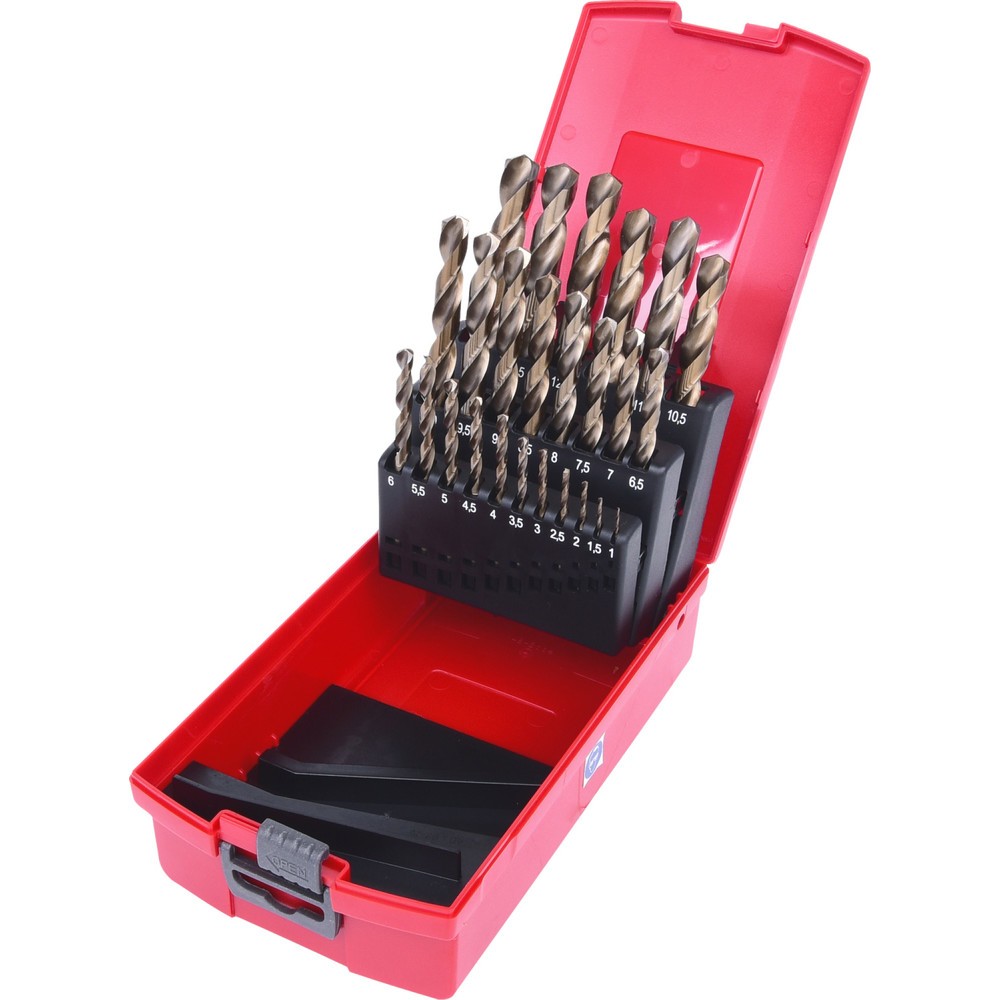 Produktabbildung: KS TOOLS HSS-G Co 5 Spiralbohrer-Satz, Kunststoffkassette, 25-tlg, 1-13mm