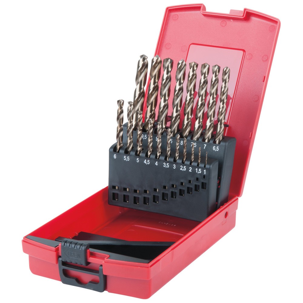 Produktabbildung: KS TOOLS HSS-G Co 5 Spiralbohrer-Satz, Kunststoffkassette 19-tlg 1-10mm
