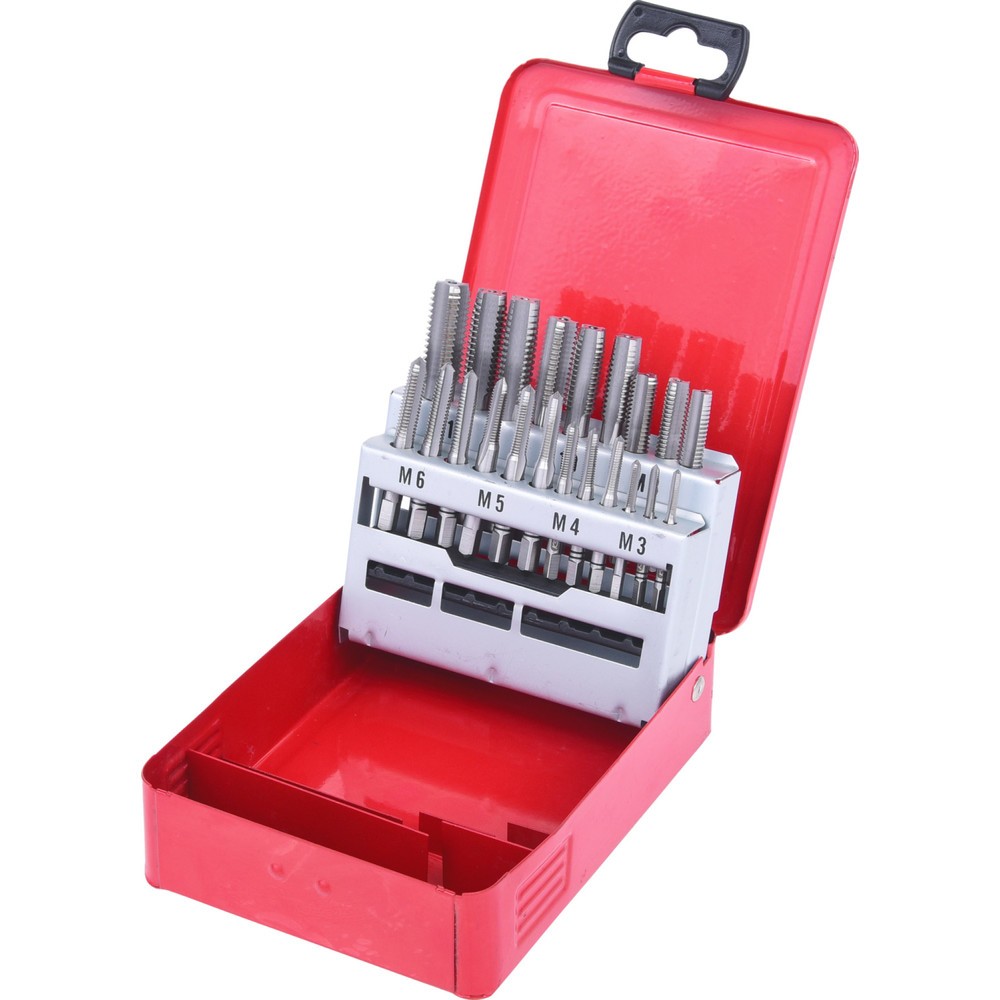 Produktabbildung: KS TOOLS HSS Handgewindebohrer-Satz M, Stahlblechkassette 21-tlgM3-M12