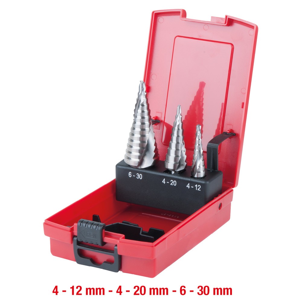 Produktabbildung Nr. 2: KS TOOLS HSS Stufenbohrer-Satz, Kunststoffkassette 3-tlg