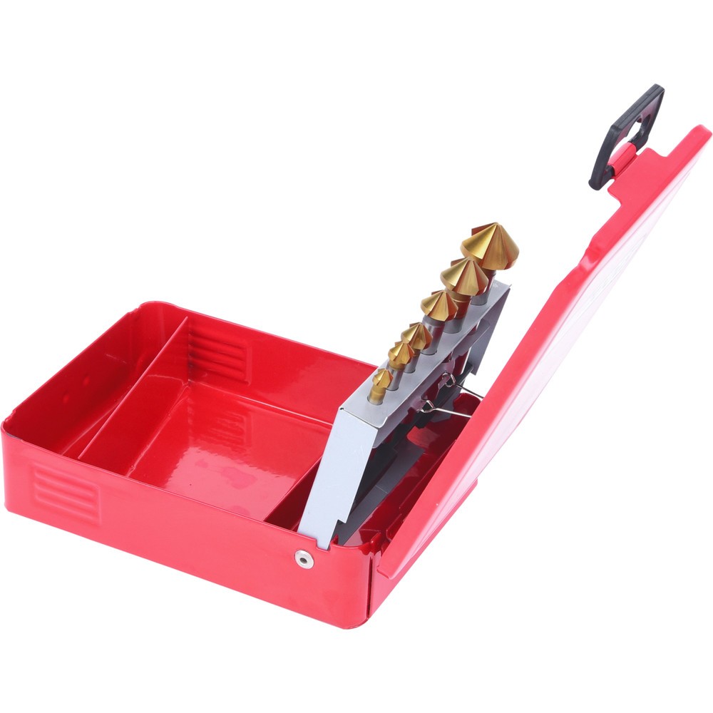 Produktabbildung Nr. 2: KS TOOLS HSS TiN Kegel-Entgratsenker-Satz, Stahlblechkassette 6-tlg