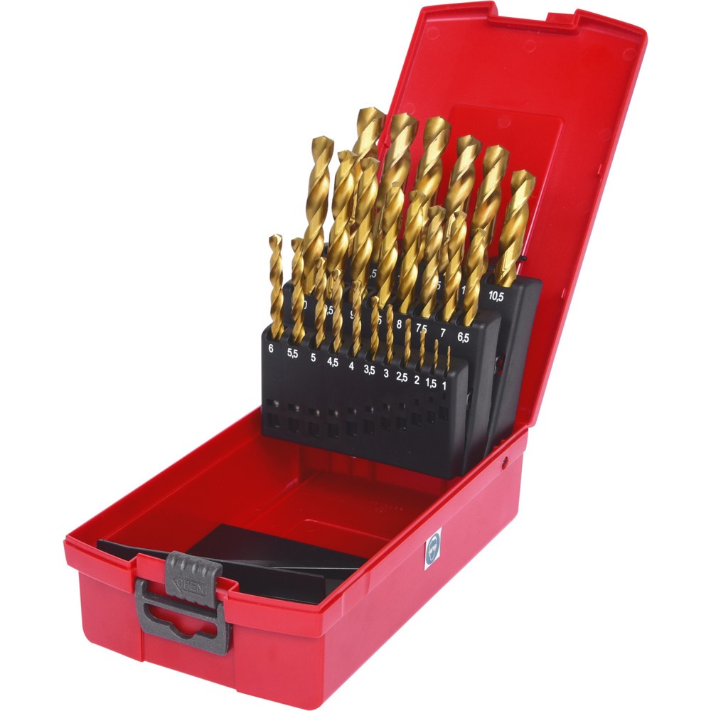 Produktabbildung: KS TOOLS HSS TiN Spiralbohrer-Satz, Kunststoffkassette 25-tlg 1-13mm