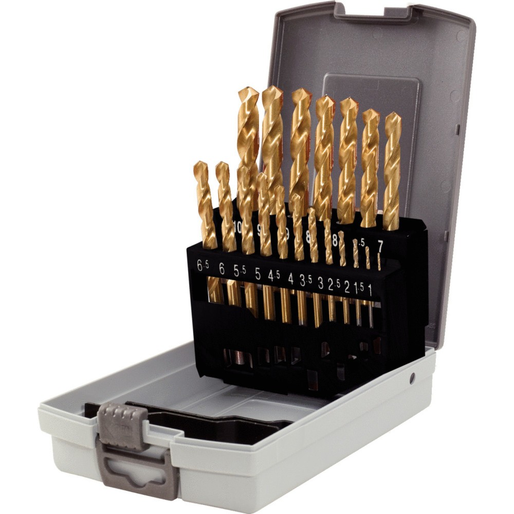 Produktabbildung: KS TOOLS HSS TiN Spiralbohrer-Satz, Kunststoffkassette 19-tlg 1-10mm