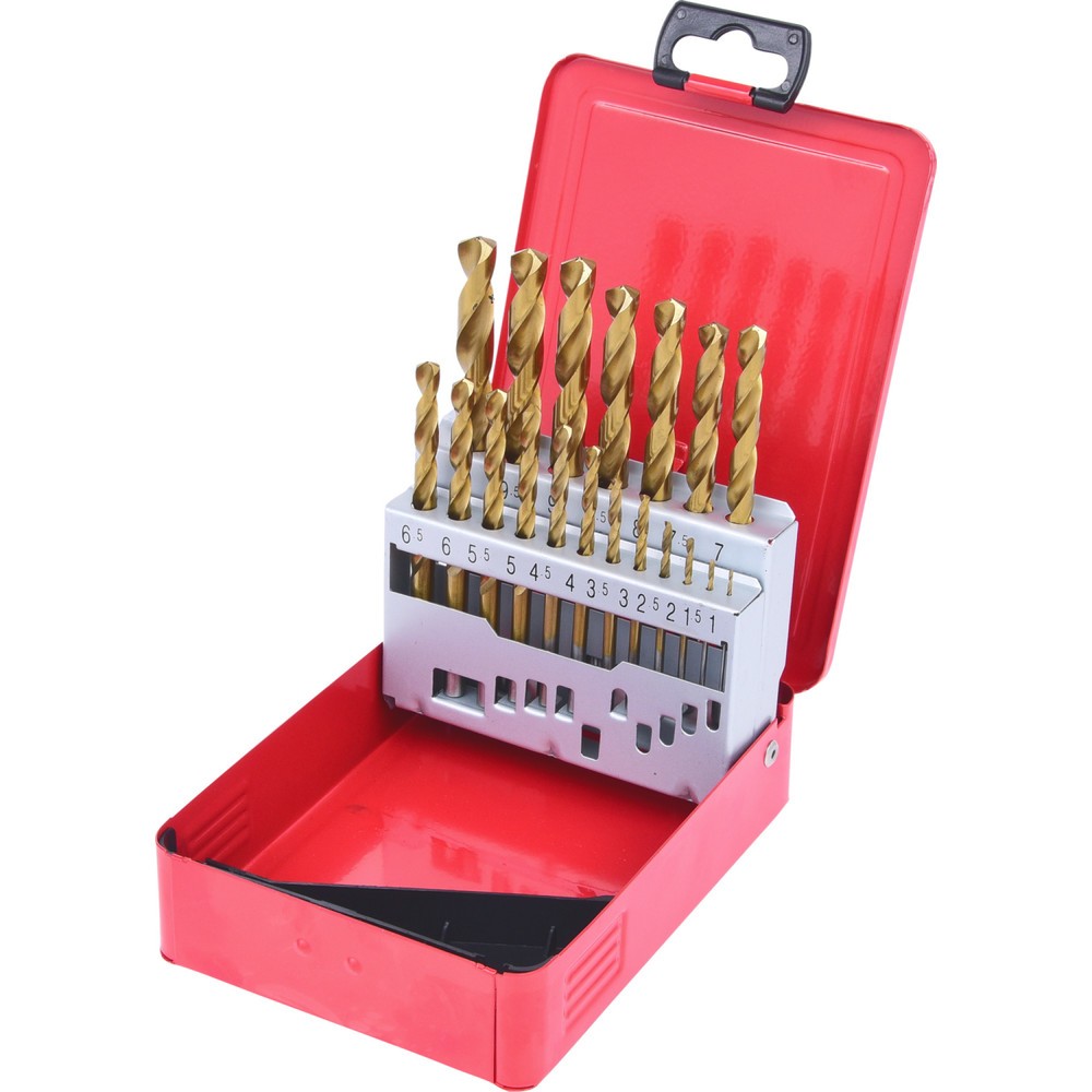 Produktabbildung: KS TOOLS HSS TiN Spiralbohrer-Satz, Stahlblechkassette 19-tlg 1-10mm