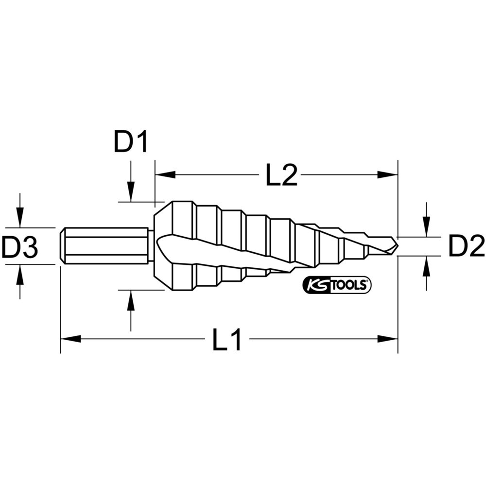 Produktabbildung: KS TOOLS HSS-TiN Stufenbohrer,Ø 4-12mm, 9 Stufen