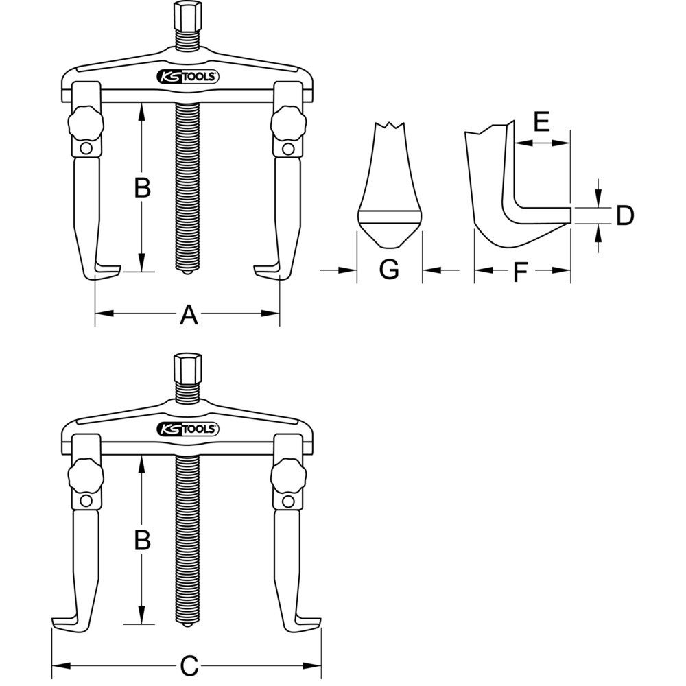 Produktabbildung: KS TOOLS Schnellspann-Universal-Abzieher 2-armig, 20-90mm
