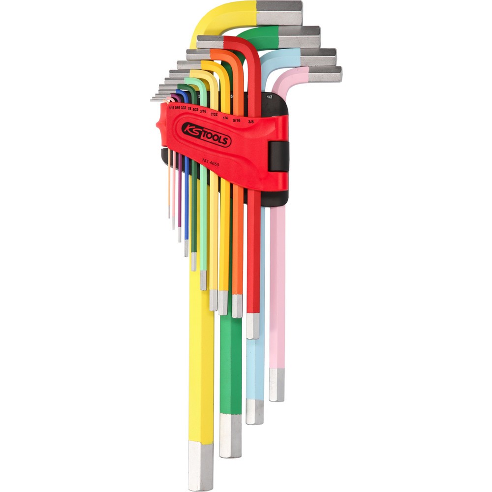Produktabbildung Nr. 1: KS TOOLS Innensechskant-Winkelstiftschlüssel-Satz, extra lang, 14-tlg Zoll