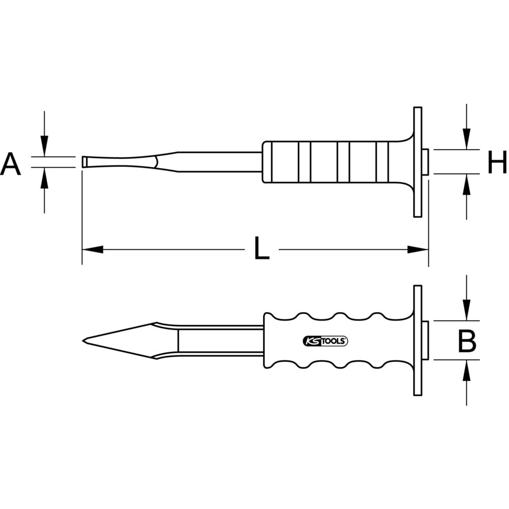 Produktabbildung Nr. 1: KS TOOLS Kreuzmeißel mit Handschutzgriff, flach oval, 300mm