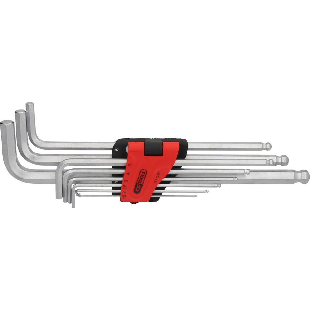Produktabbildung Nr. 1: KS TOOLS Kugelkopf-Innensechskant-Winkelstiftschlüssel-Satz,XL,9-tlg