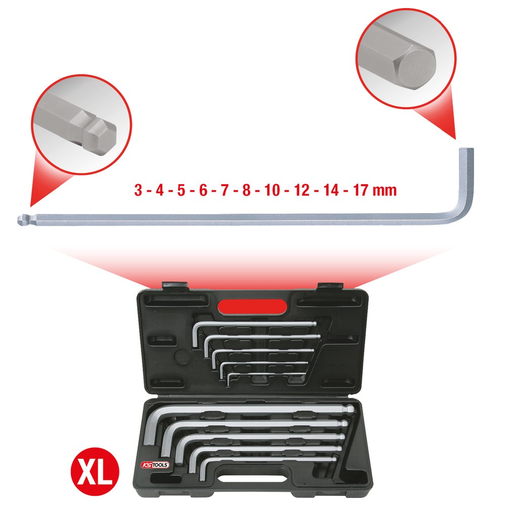 Produktabbildung Nr. 2: KS TOOLS Kugelkopf-Innensechskant-Winkelstiftschlüssel-Satz,XL,10-tlg