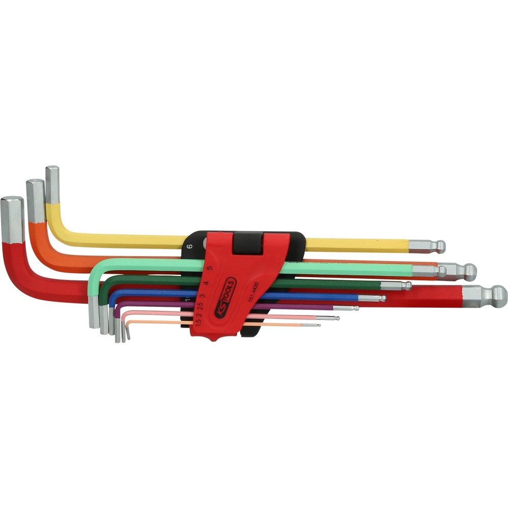 Produktabbildung Nr. 3: KS TOOLS Kugelkopf-Innensechskant-Winkelstiftschlüssel-Satz, extra lang, 9-tlg